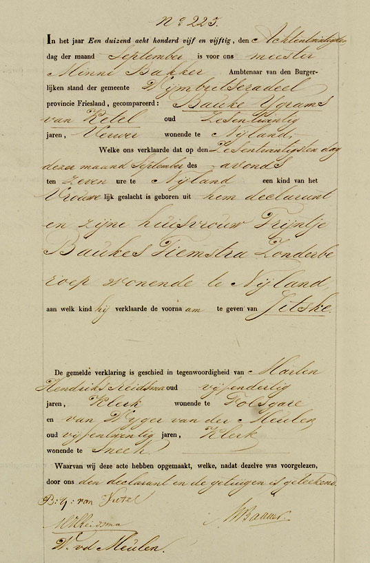 1855-Geboorte-Akte-Jitske-van-Ketel Birth Certificate Jitske van Ketel
