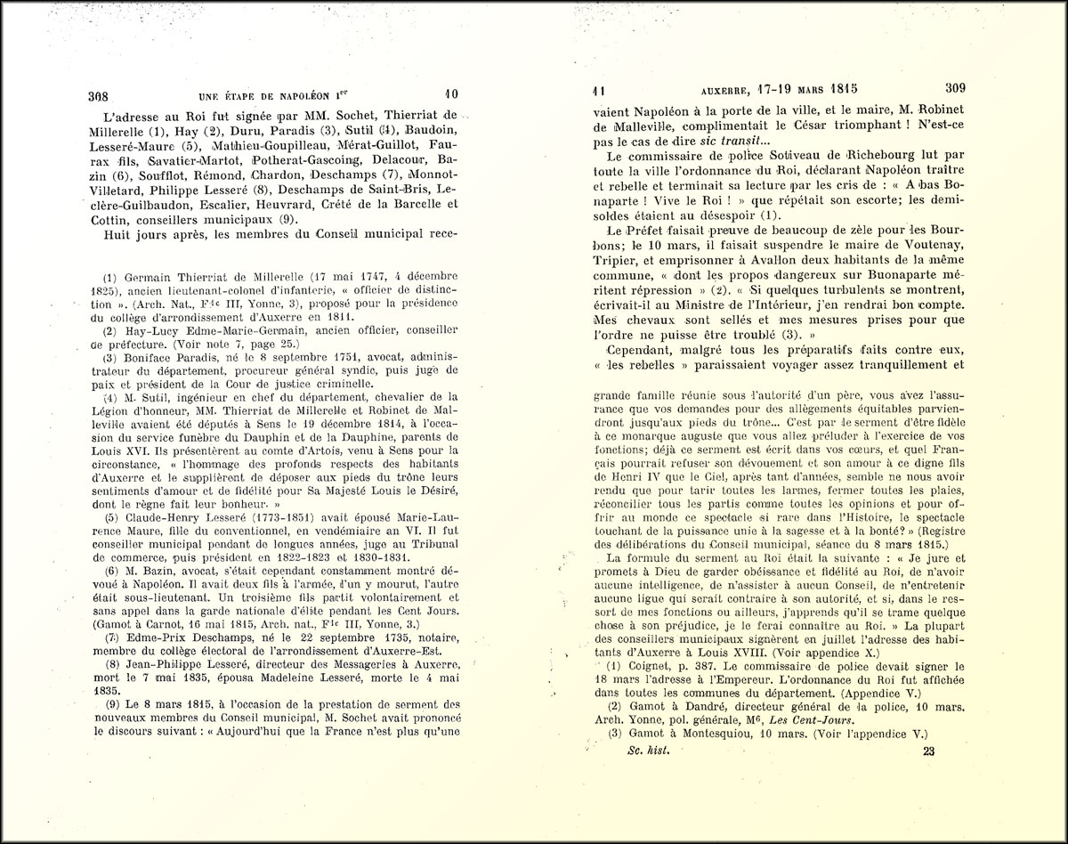 More than half of each page of Rossigneux's "Un Étape de Napoléon 1er" is taken up by footnotes